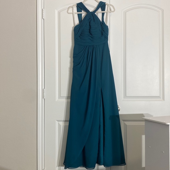 Azazie Prom Dress (Stains, see pics) Teal Green color - Picture 1 of 3